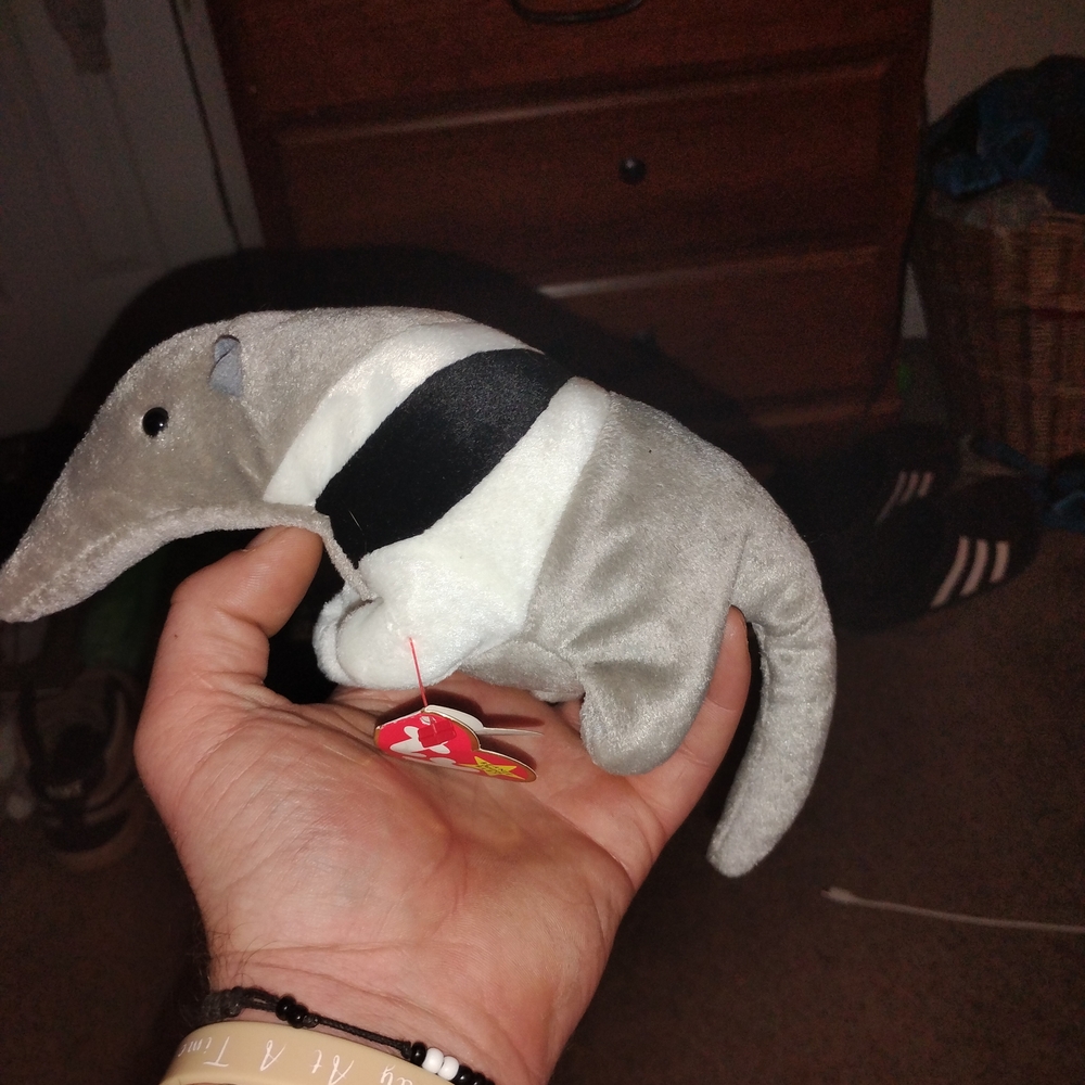 Ty Gray and Black Anteater Plush